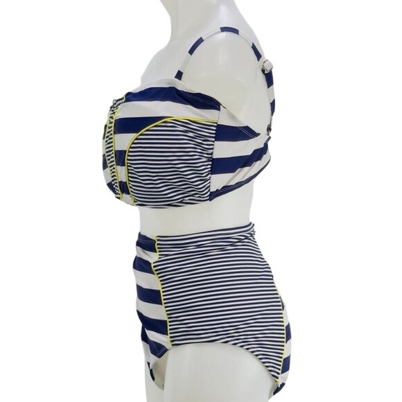 VM Women's Swimsuit Blue White Stripe 2 piece Plus Size 3X - Picture 3 of 9